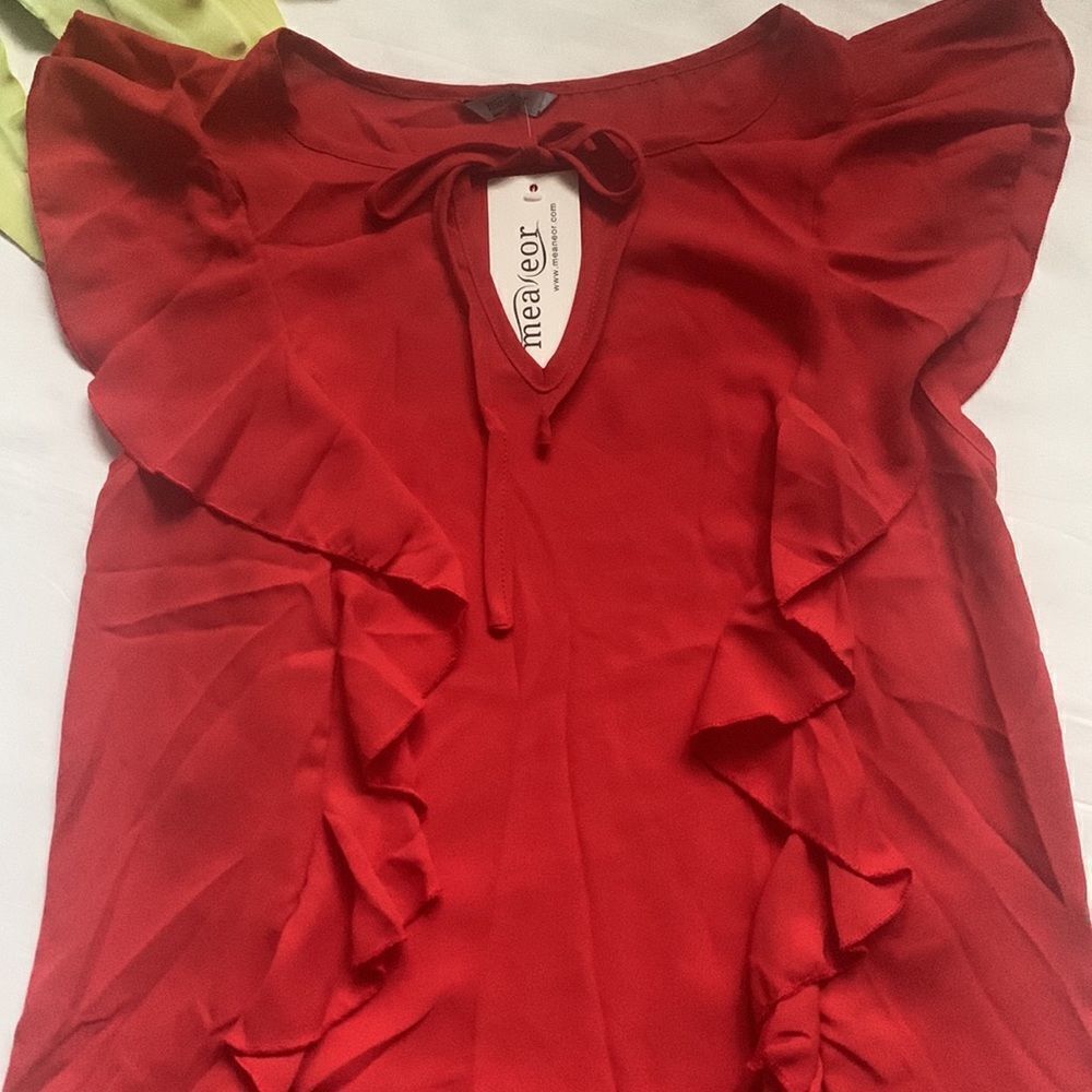 🌺nwt Meaneor Ruffle Sleeveless Top🌺 - Picture 2 of 6